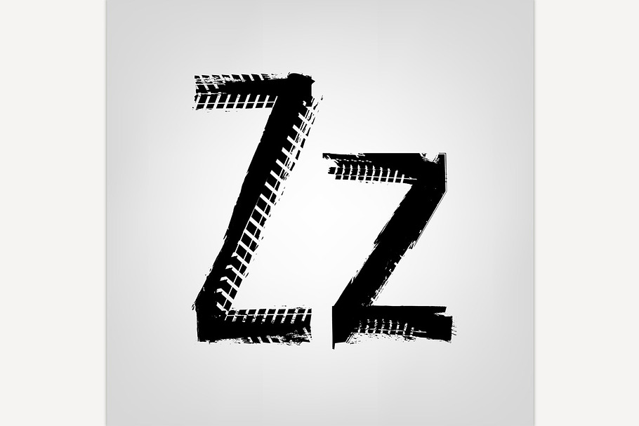 Grunge Tire Letter "Z" in Illustrations - product preview 8