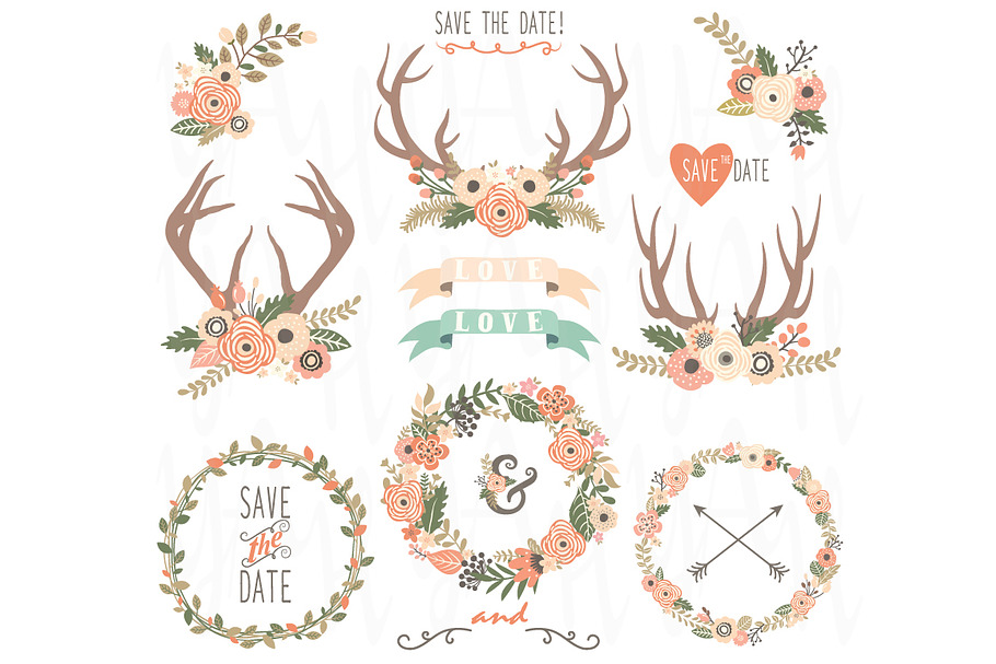 Floral Wreath and Floral Antlers