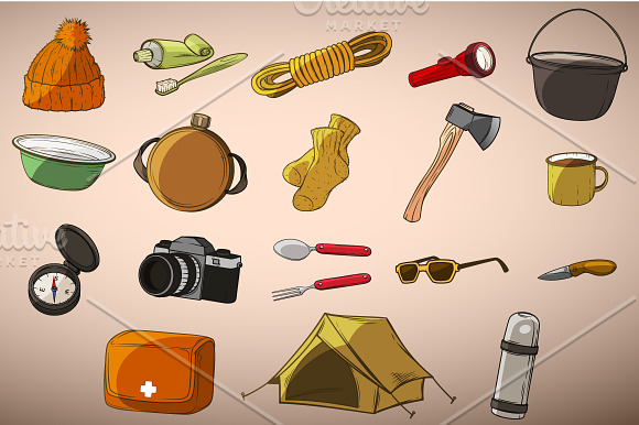 Traveler and things for travel in Illustrations - product preview 1