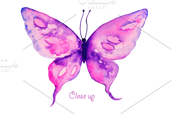 Watercolor Clip Art Blue Butterflies in Illustrations - product preview 2