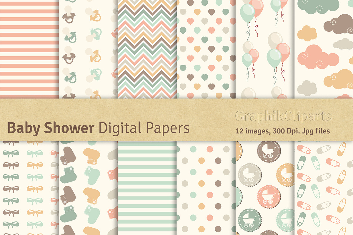 Baby Shower Digital Papers in Textures - product preview 8