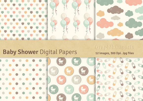 Baby Shower Digital Papers in Textures - product preview 1