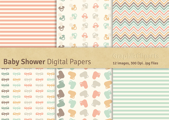 Baby Shower Digital Papers in Textures - product preview 2