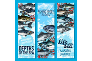 Sea fishing and seafood banners