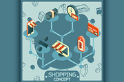 Shopping color isometric icons