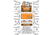 Home repair tool banner with toolbox