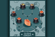 Sushi color isomeric concept icons