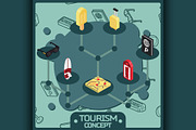 Tourism color concept icons