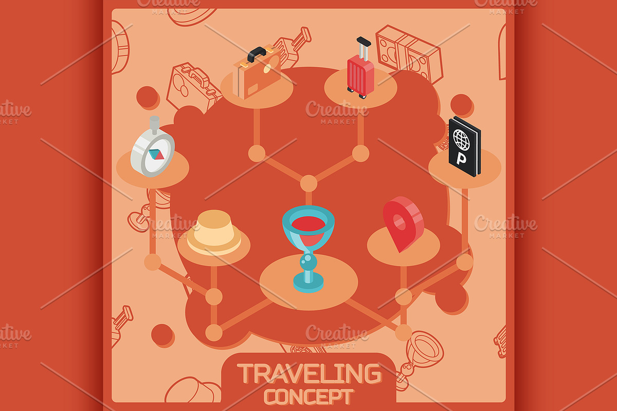 Traveling color concept icons in Illustrations - product preview 8