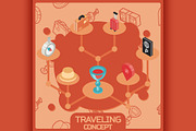 Traveling color concept icons