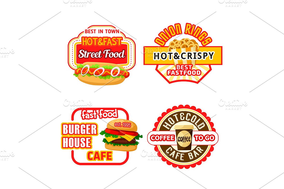 Fast food restaurant and coffee shop icons in Illustrations - product preview 8