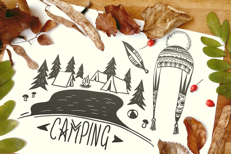 Doodle Camping & Ethno Illustrations