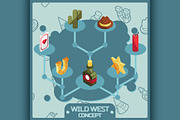 Wild west color concept icons