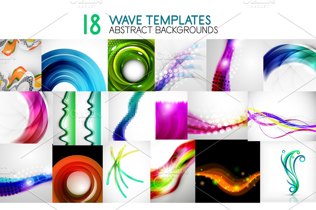 Collection of vector wave templates in Illustrations - product preview 8