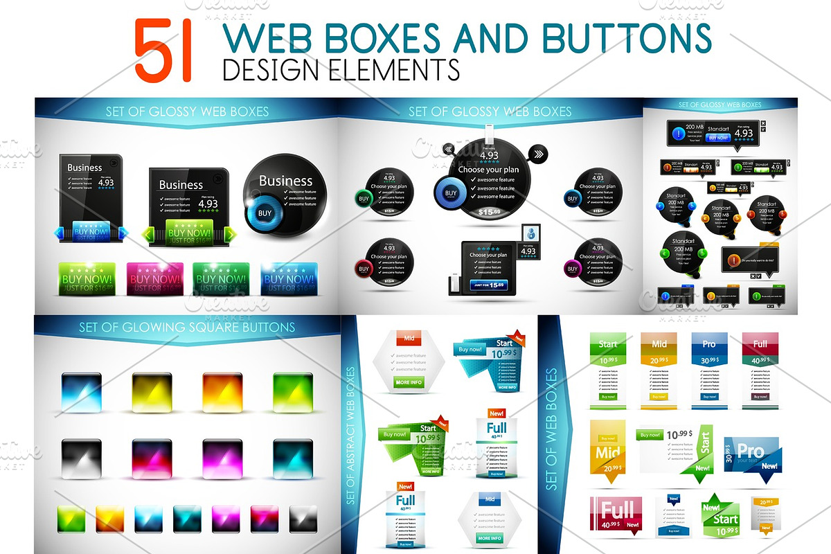 Mega collection of web design boxes and buttons in Illustrations - product preview 8