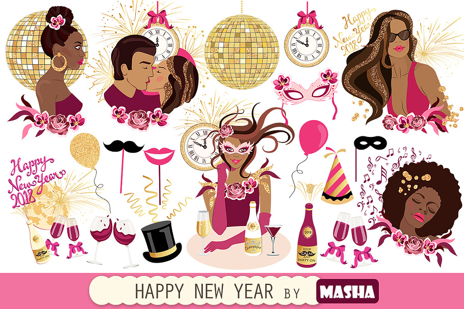 HAPPY NEW YEAR clipart in Illustrations - product preview 8