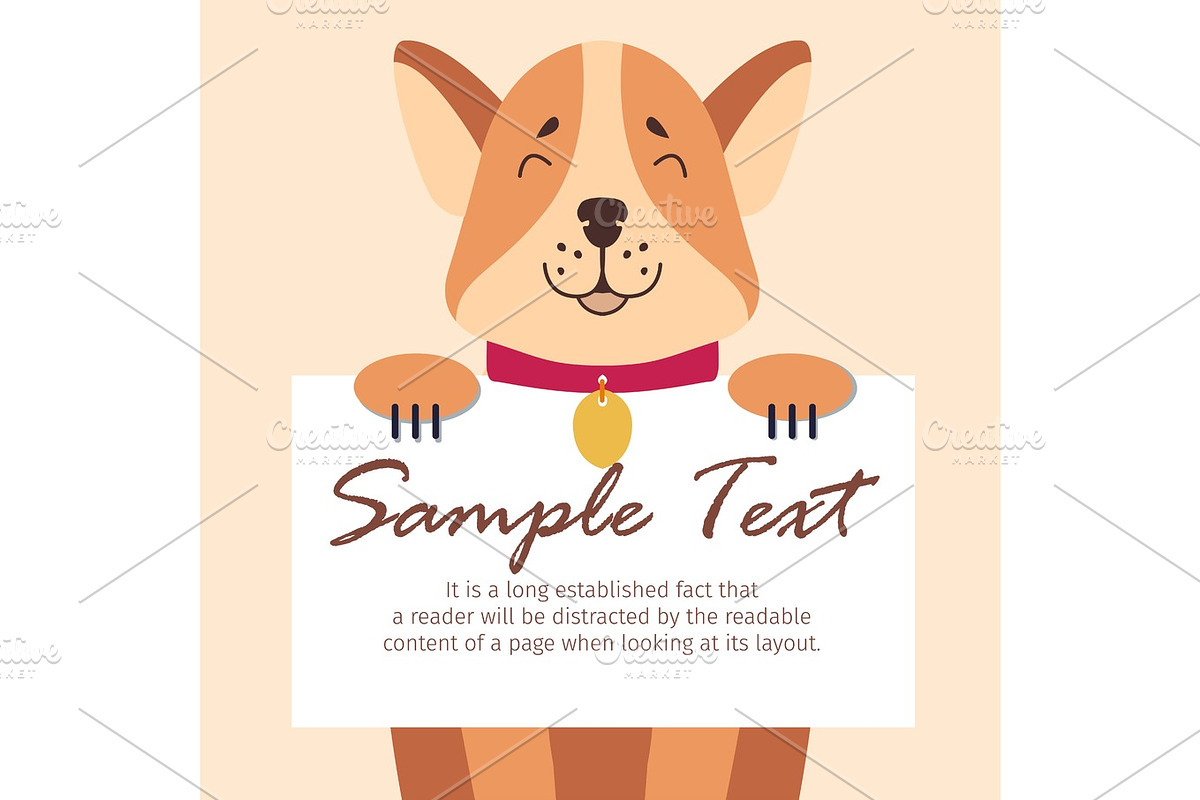 Funny Akita-inu Holds Sheet of Paper for Text in Illustrations - product preview 8