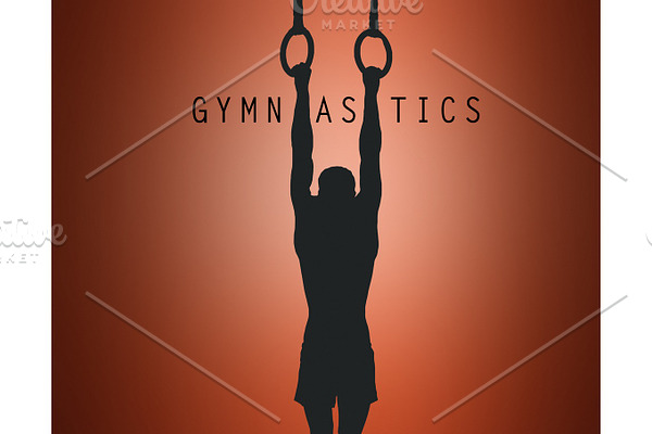 The silhouette of Gymnast on Stationary Rings