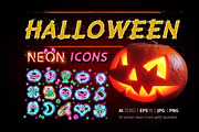 Halloween Icons with Sparkles