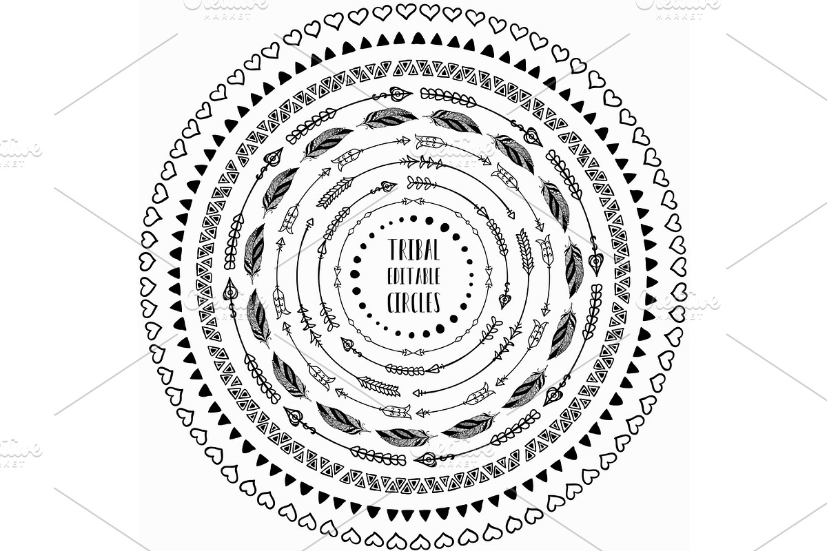 Tribal Circles + Pattern Brushes in Photoshop Brushes - product preview 8