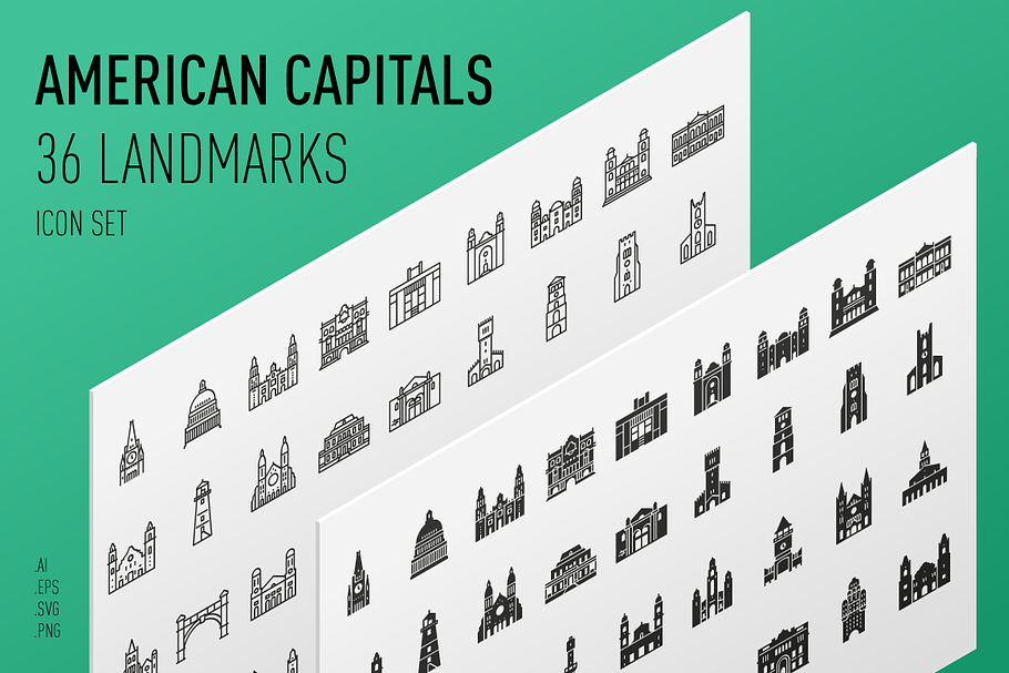 American Capitals Icon Set in Glyph Icons - product preview 8
