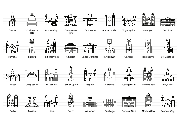 American Capitals Icon Set in Glyph Icons - product preview 1
