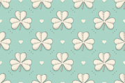 Seamless irish green pattern with clover and heart