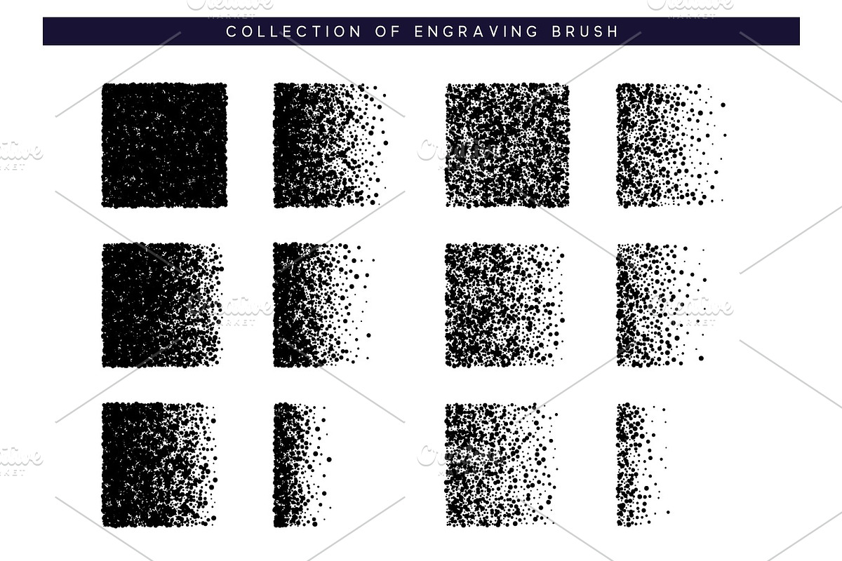 Set Brush stipple pattern for design. Dots black texture in Illustrations - product preview 8
