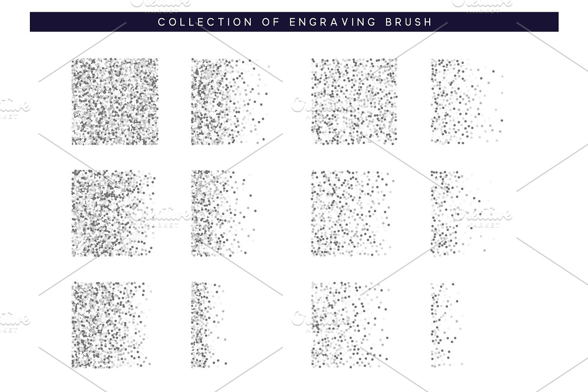 Set Brush stipple pattern for design. Dots texture in Illustrations - product preview 8