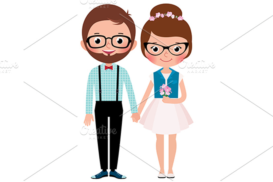 Loving couple hipsters in Illustrations - product preview 8