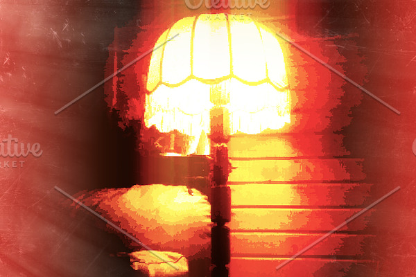 Glowing floor lamp 8-bit pixel art backdrop