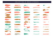 Brush stroke. Paint collection of ink brushes