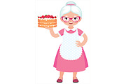 Grandmother holding a homemade cake