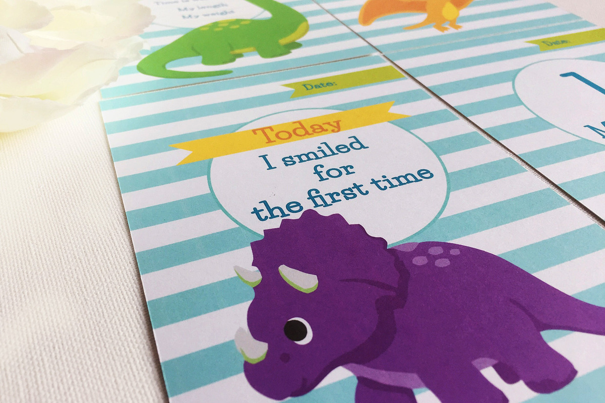 Dinosaurs baby milestone cards in Card Templates - product preview 8