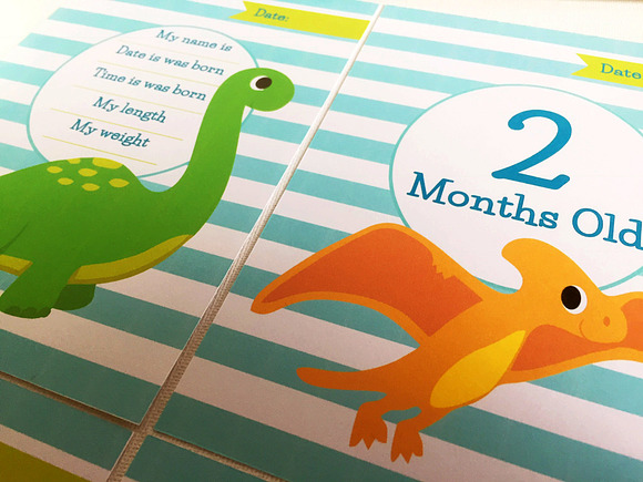 Dinosaurs baby milestone cards in Card Templates - product preview 1