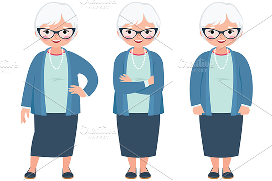 Mature woman in different poses in Illustrations - product preview 8