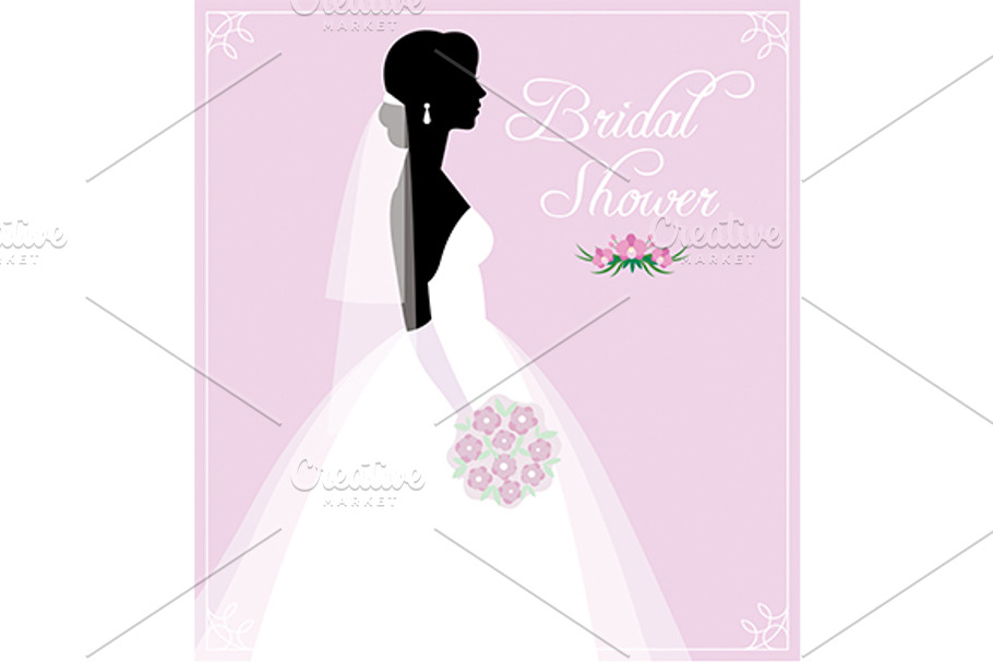 Silhouette a bride in Illustrations - product preview 8