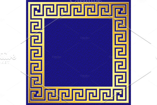 Golden square frame with Greek Meander pattern