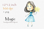 Digital clipart, magic girl