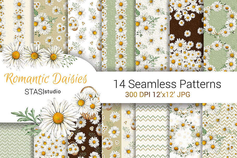 Daisies Watercolor Pattern