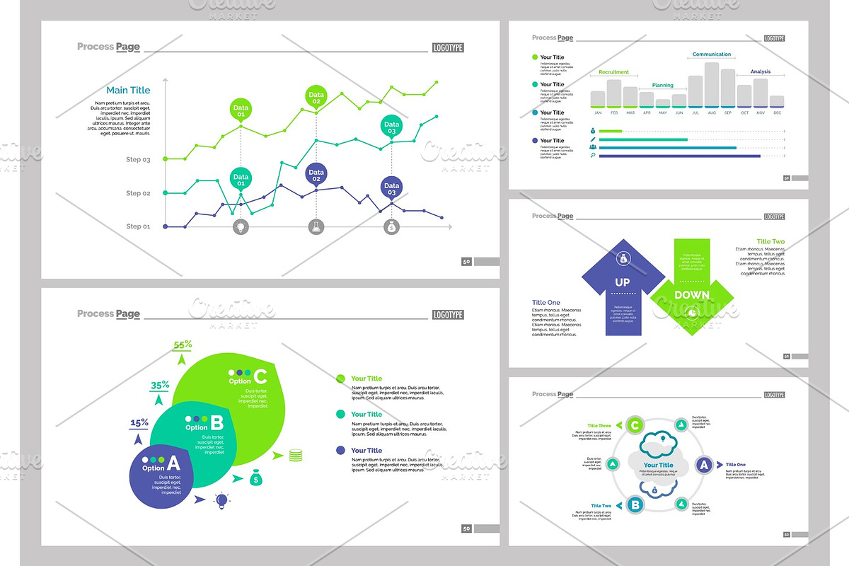 Five Research Slide Templates Set in Illustrations - product preview 8