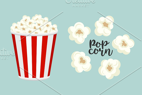 Colorful popcorn cute set in Illustrations - product preview 1