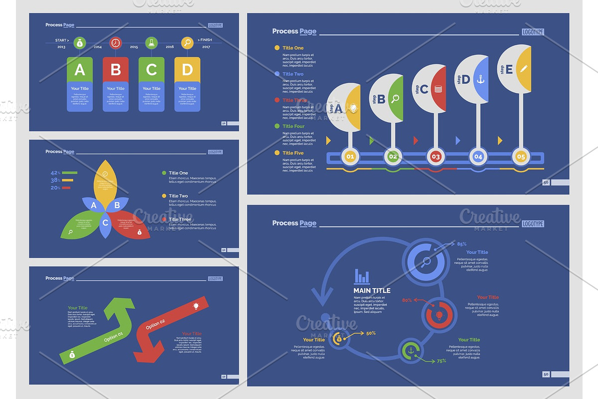 Five Research Slide Templates Set in Illustrations - product preview 8