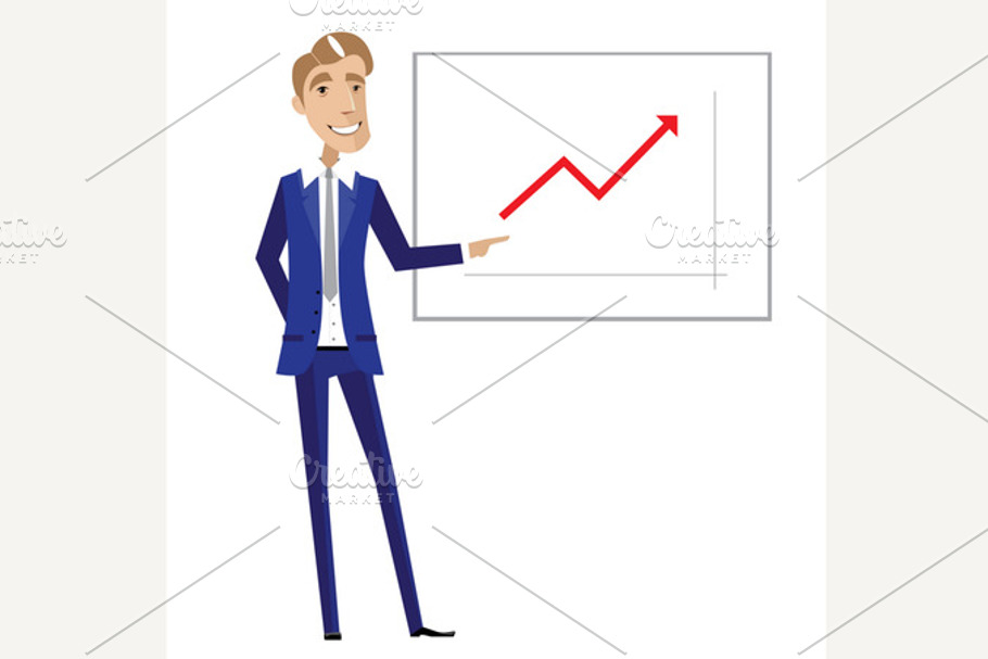 Business man pointing at chart in Illustrations - product preview 8