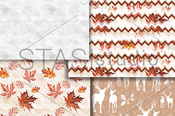 Deer Fall Seamless Pattern in Patterns - product preview 2