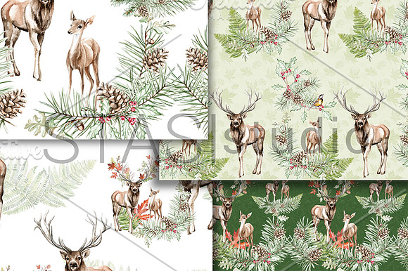 Deer Fall Seamless Pattern in Patterns - product preview 3