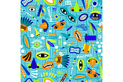 Funny blue seamless pattern for kids