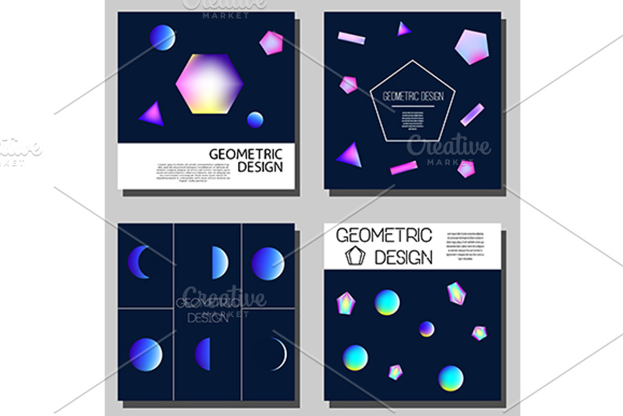 Cards with geometric glowing element in Card Templates - product preview 8