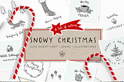 Snowy Christmas script font & logos