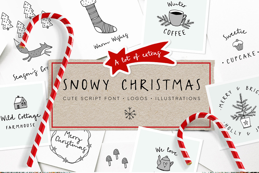 Snowy Christmas script font & logos in Christmas Fonts - product preview 8